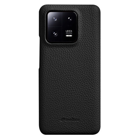 MELKCO Cellphone Case for Xiaomi 13 Incomplete Edge Genuine Cow Leather Coated PC Cover