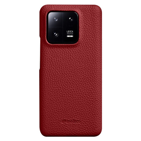 MELKCO Cellphone Case for Xiaomi 13 Incomplete Edge Genuine Cow Leather Coated PC Cover