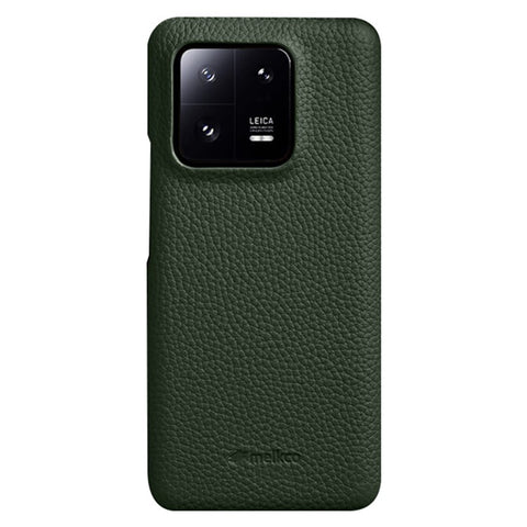 MELKCO Cellphone Case for Xiaomi 13 Incomplete Edge Genuine Cow Leather Coated PC Cover