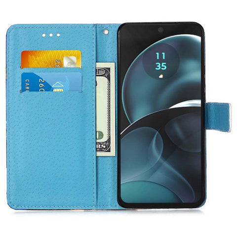 For Motorola Moto G Play 5G (2024) / Moto G 5G (2024) Leather Case with Strap Pattern Printing Phone Stand Cover