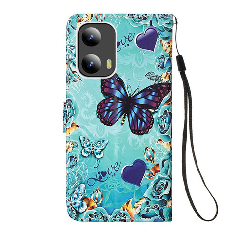 For Motorola Moto G Play 5G (2024) / Moto G 5G (2024) Leather Case with Strap Pattern Printing Phone Stand Cover