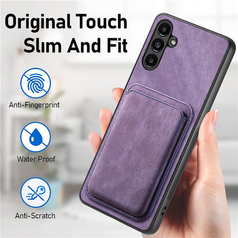 For Samsung Galaxy M14 4G Magnetic Case Leather Back Cover with Detachable Card Holder