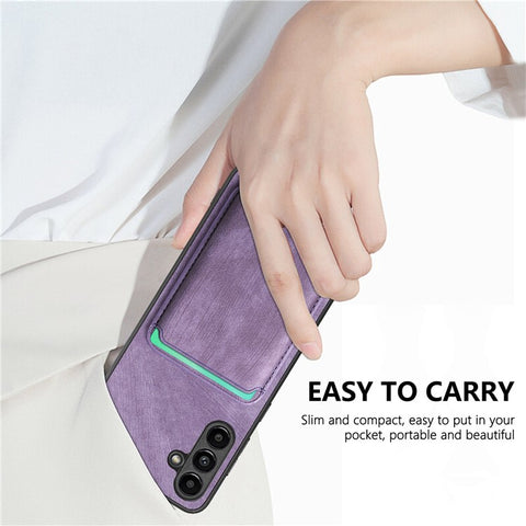 For Samsung Galaxy M14 4G Magnetic Case Leather Back Cover with Detachable Card Holder