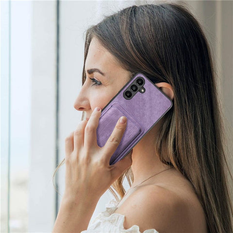 For Samsung Galaxy M14 4G Magnetic Case Leather Back Cover with Detachable Card Holder