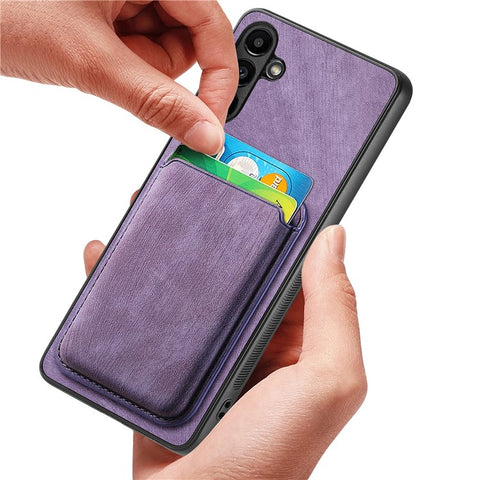 For Samsung Galaxy M14 4G Magnetic Case Leather Back Cover with Detachable Card Holder