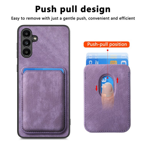 For Samsung Galaxy M14 4G Magnetic Case Leather Back Cover with Detachable Card Holder