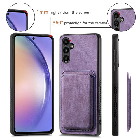 For Samsung Galaxy M14 4G Magnetic Case Leather Back Cover with Detachable Card Holder