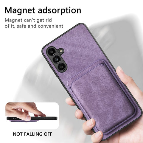 For Samsung Galaxy M14 4G Magnetic Case Leather Back Cover with Detachable Card Holder