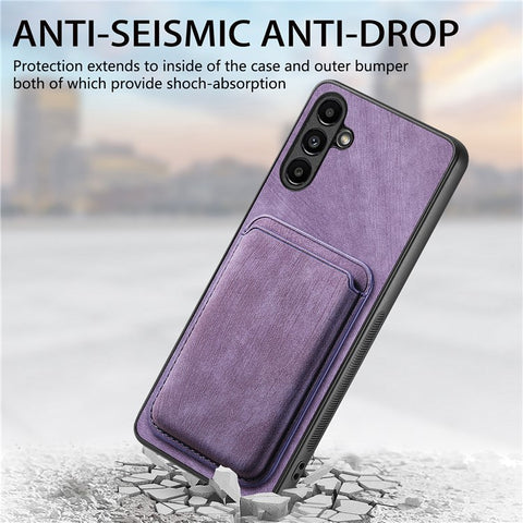For Samsung Galaxy M14 4G Magnetic Case Leather Back Cover with Detachable Card Holder