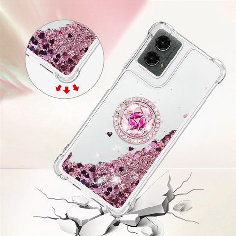 For Motorola Moto G Play 5G (2024) / Moto G 5G (2024) TPU Case with Kickstand Quicksand Shockproof Cover