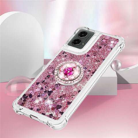For Motorola Moto G Play 5G (2024) / Moto G 5G (2024) TPU Case with Kickstand Quicksand Shockproof Cover