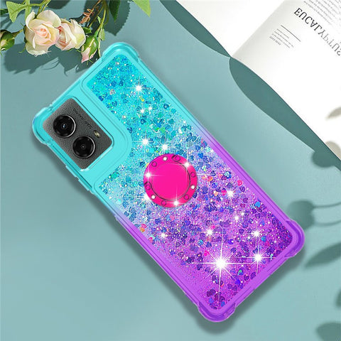 For Motorola Moto G Play 5G (2024) / Moto G 5G (2024) TPU Case with Kickstand Gradiant Quicksand Shockproof Cover