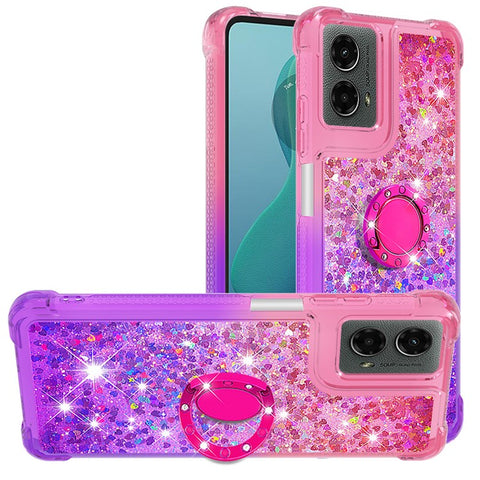For Motorola Moto G Play 5G (2024) / Moto G 5G (2024) TPU Case with Kickstand Gradiant Quicksand Shockproof Cover