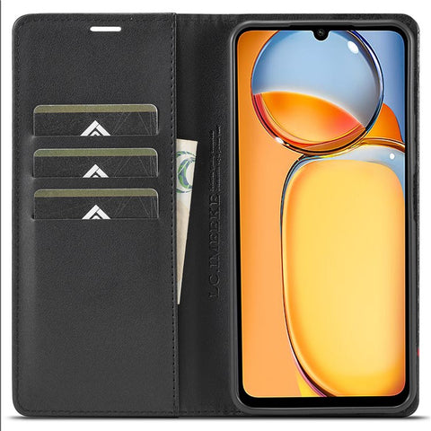 LC.IMEEKE For Xiaomi Redmi 13C 4G / 5G / 13R 5G / Poco M6 5G / Poco C65 4G Wallet Case PU Leather Carbon Fiber Texture Phone Cover