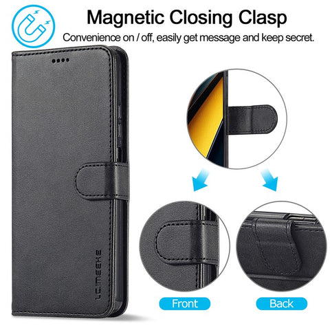 LC.IMEEKE For Xiaomi Poco X6 Pro 5G / Redmi K70E 5G Case Calf Texture Leather Wallet Flip Phone Cover