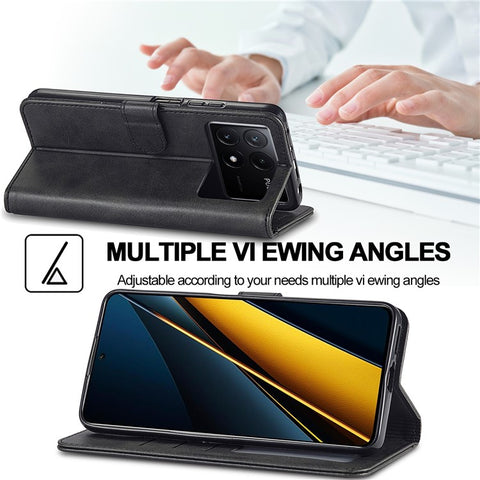 LC.IMEEKE For Xiaomi Poco X6 Pro 5G / Redmi K70E 5G Case Calf Texture Leather Wallet Flip Phone Cover