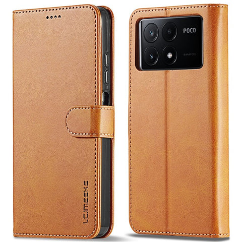 LC.IMEEKE For Xiaomi Poco X6 Pro 5G / Redmi K70E 5G Case Calf Texture Leather Wallet Flip Phone Cover