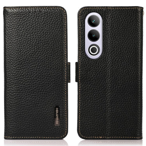 KHAZNEH For OnePlus Nord CE4 5G RFID Blocking Case Genuine Cow Leather Phone Cover