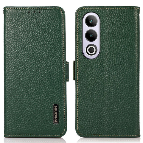 KHAZNEH For OnePlus Nord CE4 5G RFID Blocking Case Genuine Cow Leather Phone Cover