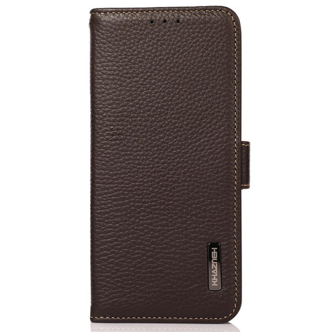 KHAZNEH For OnePlus Nord CE4 5G RFID Blocking Case Genuine Cow Leather Phone Cover