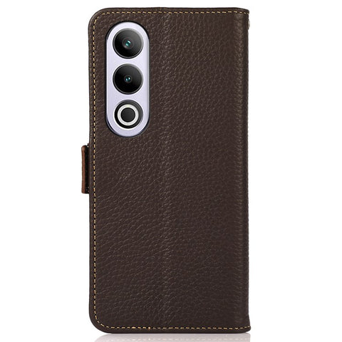 KHAZNEH For OnePlus Nord CE4 5G RFID Blocking Case Genuine Cow Leather Phone Cover