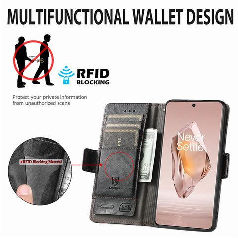 For OnePlus 12R 5G / Ace 3 5G Phone Cases CASENEO PU Leather Cover Stand with RFID Blocking Wallet