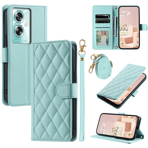 For Oppo A79 5G / A2 5G / OnePlus Nord N30 SE 5G Case Rhombus Grid Leather Crossbody Phone Cover