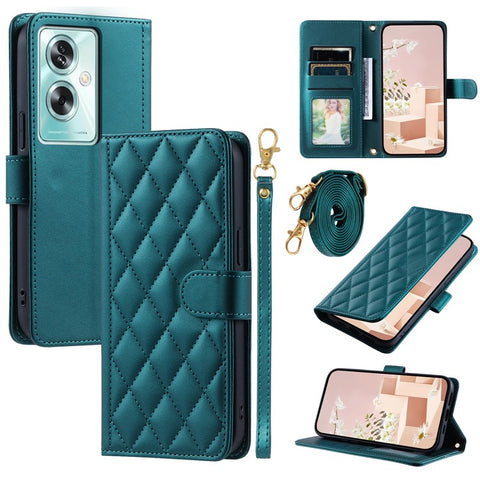 For Oppo A79 5G / A2 5G / OnePlus Nord N30 SE 5G Case Rhombus Grid Leather Crossbody Phone Cover