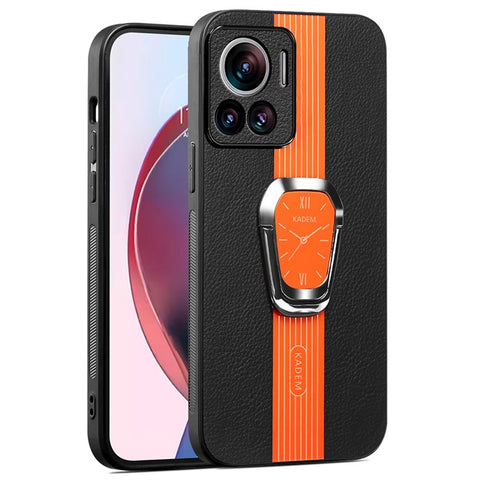 KADEM For Motorola Edge 30 Ultra 5G / Moto X30 Pro 5G Kickstand PU+TPU+Acrylic Phone Cover Anti-Scratch Shell
