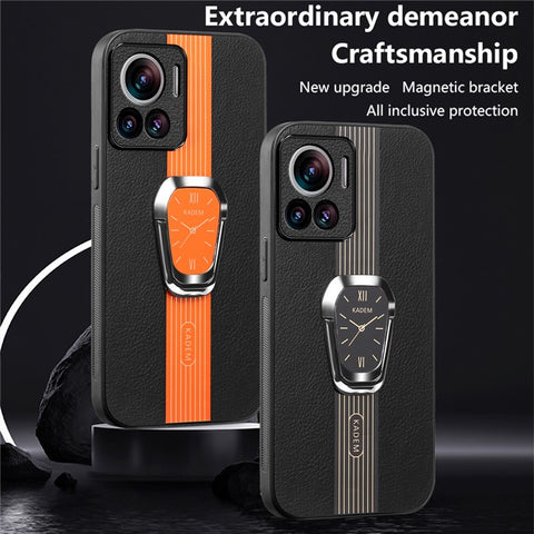 KADEM For Motorola Edge 30 Ultra 5G / Moto X30 Pro 5G Kickstand PU+TPU+Acrylic Phone Cover Anti-Scratch Shell