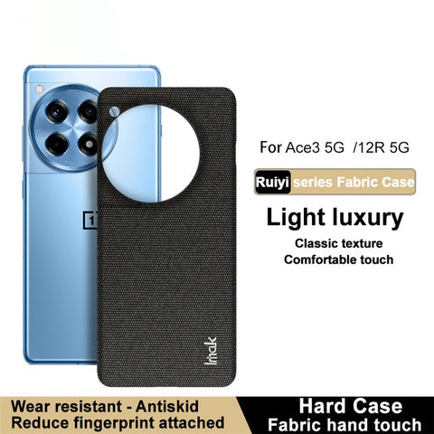 IMAK Ruiyi Series for OnePlus Ace 3 5G / 12R 5G Case Fabric Texture Leather+PC Phone Back Cover