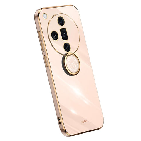XINLI For Oppo Find X7 5G Phone Case Electroplating TPU Cover with Ring Kickstand
