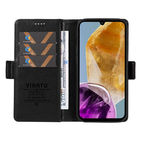 YIKATU YK-007 For Samsung Galaxy M15 5G Wallet Case Magnetic Clasp Leather Phone Cover