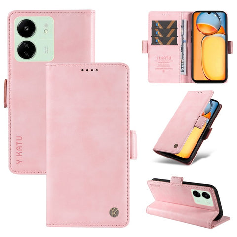 YIKATU YK-007 For Xiaomi Redmi 13C 4G / 13C 5G / 13R 5G / Poco M6 5G / Poco C65 4G Case Scratch-Proof Leather+TPU Magnetic Phone Cover