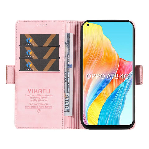 YIKATU YK-007 For Oppo A78 4G Case Litchi Texture Leather Scratch-Proof Phone Shell