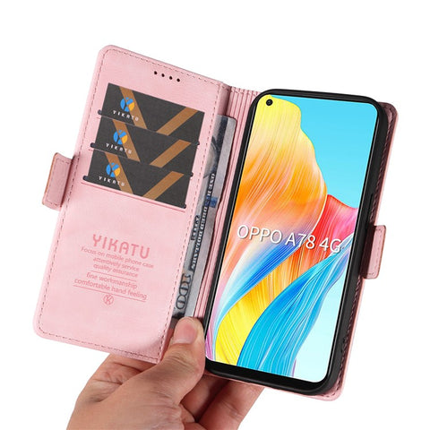 YIKATU YK-007 For Oppo A78 4G Case Litchi Texture Leather Scratch-Proof Phone Shell
