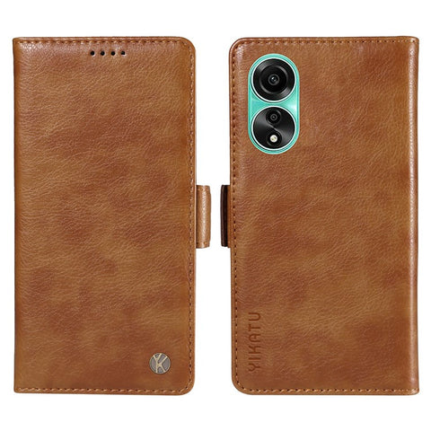 YIKATU YK-007 For Oppo A78 4G Case Litchi Texture Leather Scratch-Proof Phone Shell