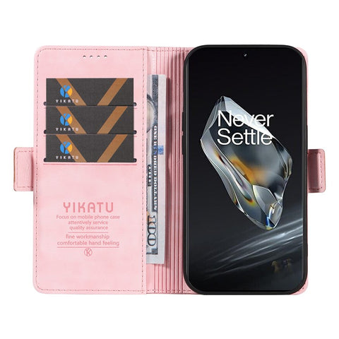 YIKATU YK-007 For OnePlus 12 5G Case Litchi Texture Side Clasps Phone Stand Cover
