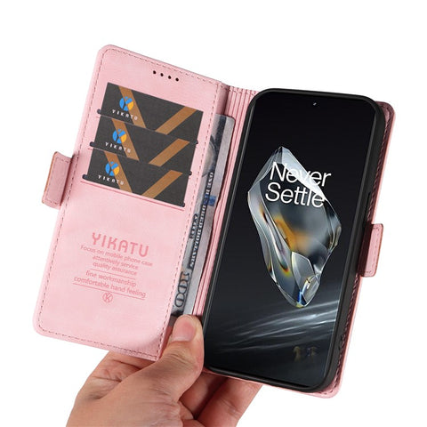 YIKATU YK-007 For OnePlus 12 5G Case Litchi Texture Side Clasps Phone Stand Cover