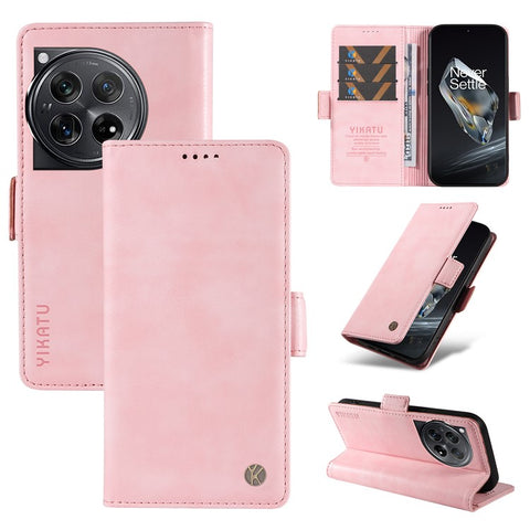 YIKATU YK-007 For OnePlus 12 5G Case Litchi Texture Side Clasps Phone Stand Cover
