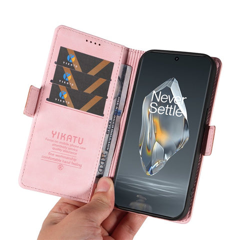YIKATU YK-007 For OnePlus 12R 5G / Ace 3 5G Case Leather Phone Protective Cover Litchi Texture Design