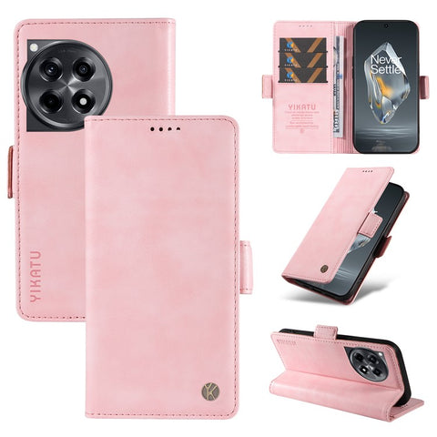 YIKATU YK-007 For OnePlus 12R 5G / Ace 3 5G Case Leather Phone Protective Cover Litchi Texture Design