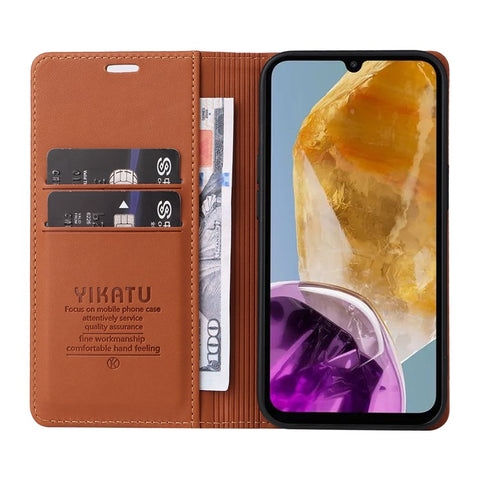 YIKATU YK-001 For Samsung Galaxy M15 5G Phone Cover Magnetic Closure Leather Shock Absorbing Case