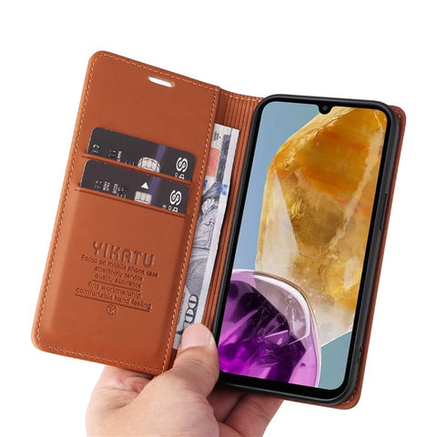 YIKATU YK-001 For Samsung Galaxy M15 5G Phone Cover Magnetic Closure Leather Shock Absorbing Case