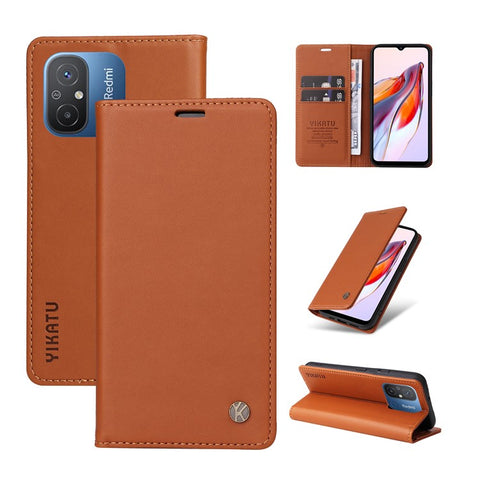 YIKATU YK-001 For Xiaomi Redmi 12C 4G / Redmi 11A 4G Case Magnetic Closure Leather Stand Phone Shell