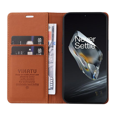 YIKATU YK-001 For OnePlus 12 5G Wallet Case PU Leather Phone Cover Magnetic Closing
