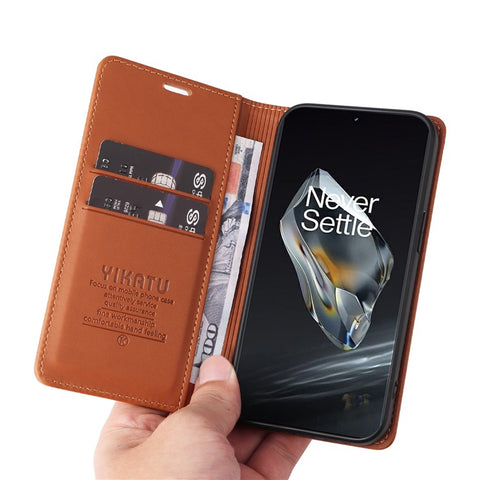 YIKATU YK-001 For OnePlus 12 5G Wallet Case PU Leather Phone Cover Magnetic Closing