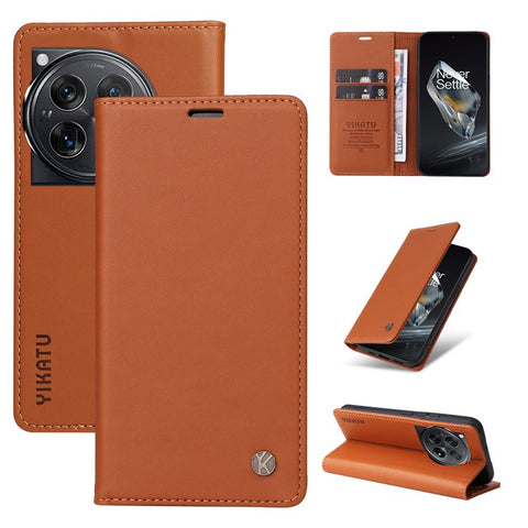 YIKATU YK-001 For OnePlus 12 5G Wallet Case PU Leather Phone Cover Magnetic Closing