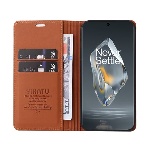 YIKATU YK-001 For OnePlus 12R 5G / Ace 3 5G Case Magnetic Closing Leather Cell Phone Cover