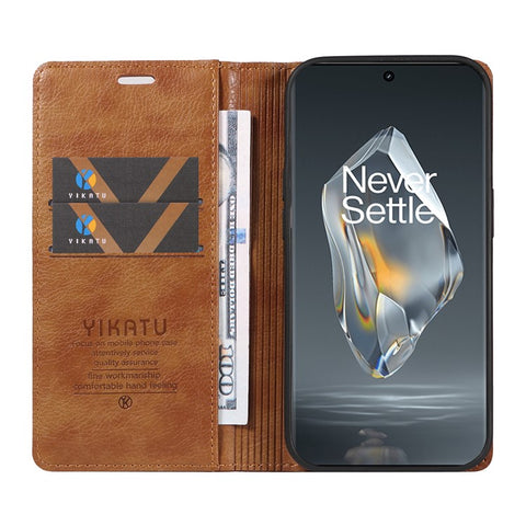 YIKATU YK-006 For OnePlus 12R 5G / Ace 3 5G Case Leather Wallet Phone Case Magnetic Closing